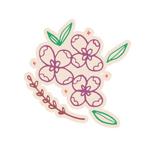 Floral Botanical Hand Drawn Line Art Doodle Sticker
