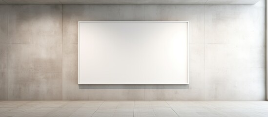 Interior of an art gallery exhibition hall with paintings displayed on wall frames creating a copy space image.