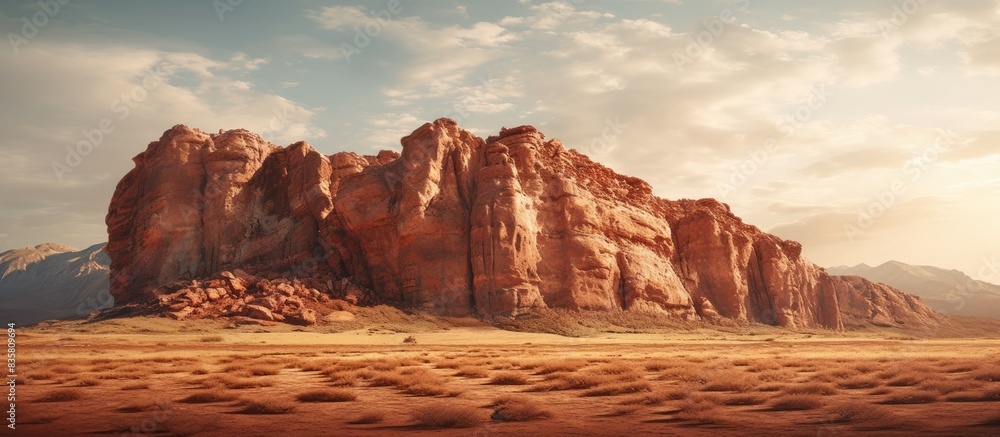 Poster isolated rock cliff on a white background provides ample copy space image.