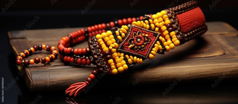 Aufkleber creating bohemian-style clay jewelry displayed with small beads in a box. crafting hobby using plier