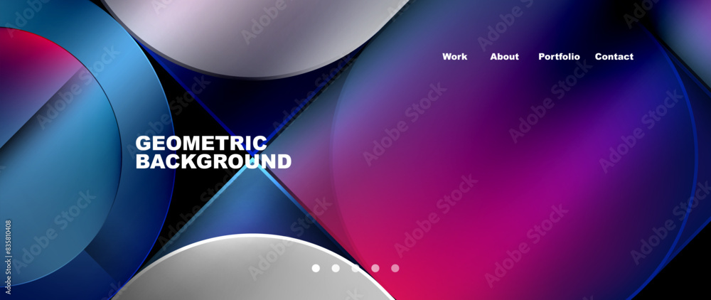 Poster bright colorful squares with round elements minimal geometric background. vector illustration for wa
