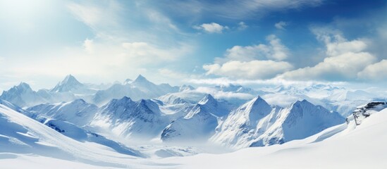 Stunning mountain tourism vacation with a picturesque backdrop and abundant copy space image.