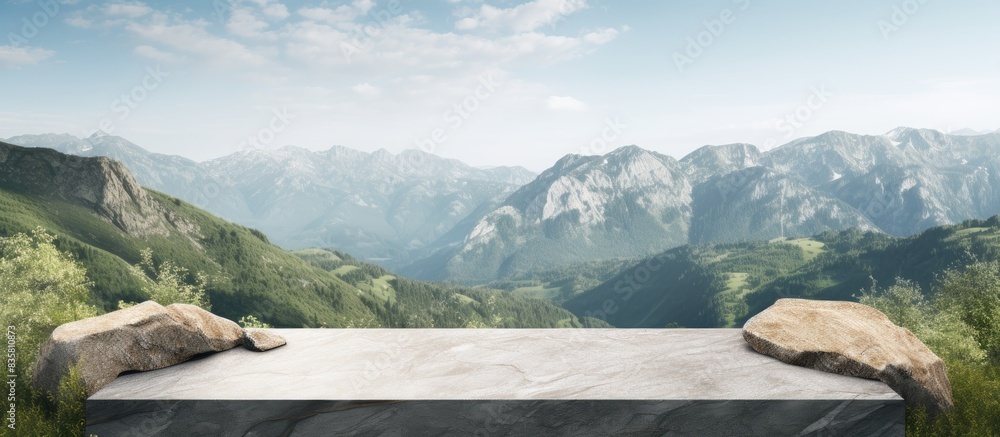 Poster isolated cliff stone from the mountain rock against a white backdrop, with a clipping path for remov