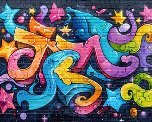 Vibrant Pop Art Urban Jungle: Graffiti Illustration in Bold Colors