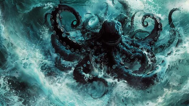 motion effect animation of the kraken sea monster