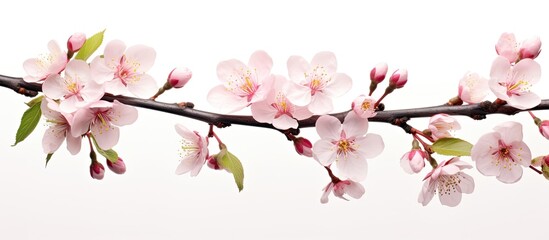 Fototapeta premium Peach flowers isolated on a white background with copy space image.