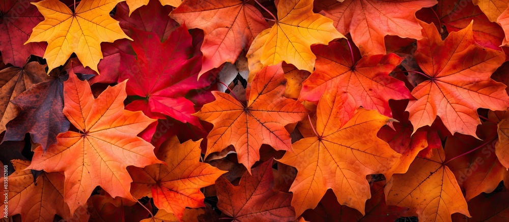 Poster background of autumn maple leaves in a variety of colors with space for adding images. copy space im