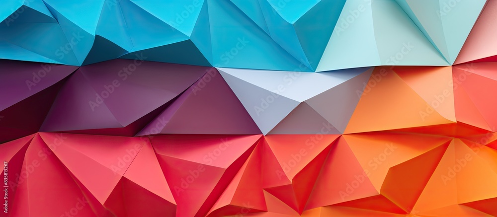 Poster colorful square paper sheets for origami projects on a white backdrop with copy space image.