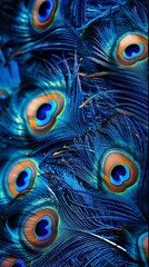 Blue peacock feathers in closeup  © CREATIVE STOCK