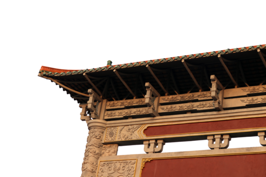 gate building structure with Chinese architectural style isolated transparent background png