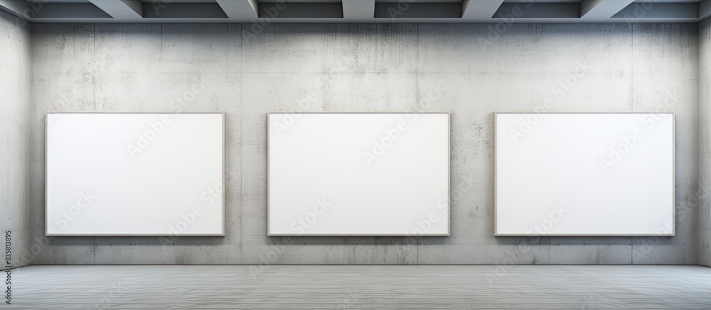 Poster gallery wall adorned with empty frames, perfect for showcasing a copy space image.