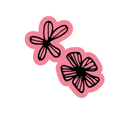 Floral Botanical Hand Drawn Line Art Doodle Sticker