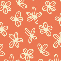 pattern background with flowers line art hand drawn
