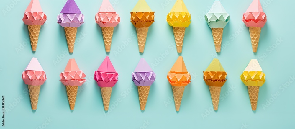 Poster visual guide on creating a large origami ice cream, perfect for a fun diy project with kids, showcas