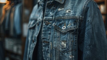 Denim Jacket on Retro Background 