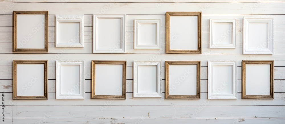 Poster a portrait in a photo frame with a white backdrop, ideal for a copy space image.