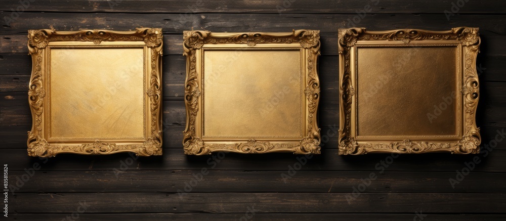 Poster picture frames hang on a brick wall next to a decorative chest with candlesticks, under soft side li