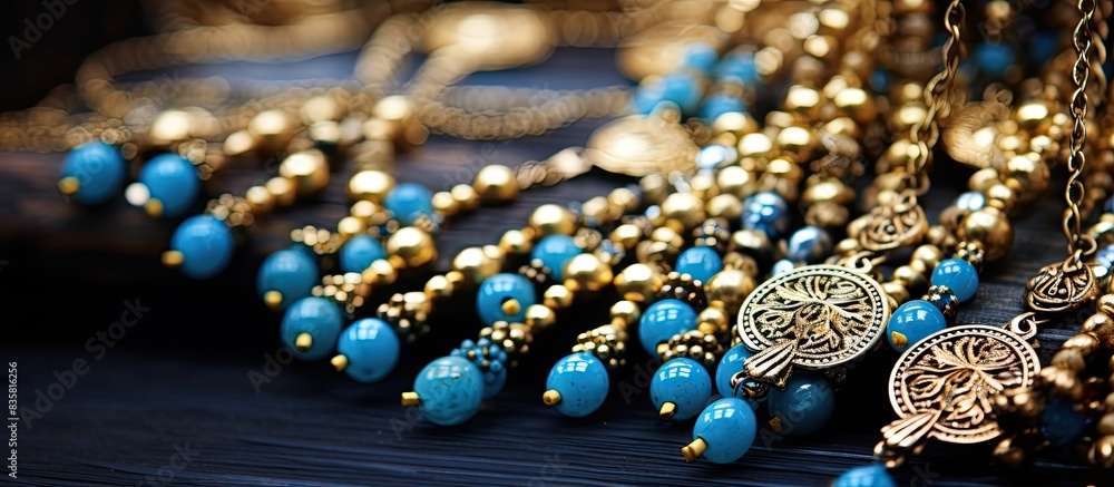 Aufkleber a gold chain displayed on a fork against a bright background with ample copy space for text or desig