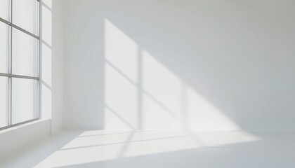 Obraz premium Realistic effect overlay shadow from the window to clean white wall