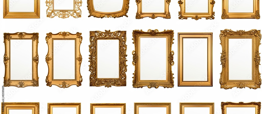 Poster various old and rustic frames adorn the wall of a modern gallery, offering a charming juxtaposition.