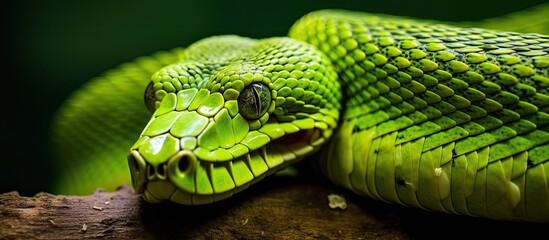 Obraz premium Veterinarian holding a non-venomous water snake in nature for examination. Captured image of wildlife vet checking reptile with copy space.