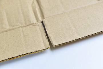 brown cardboard box texture on white background