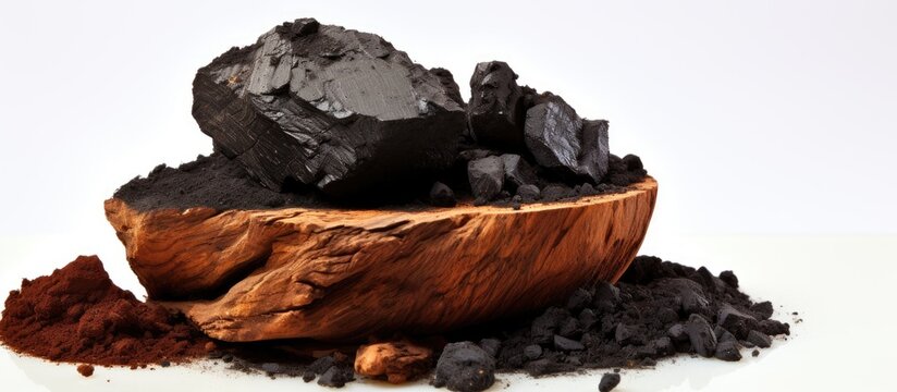 Shilajit, an ayurvedic medicine, originates from the Himalayan rocks, providing ideal copy space image-setting, popularly known as shilajeet.