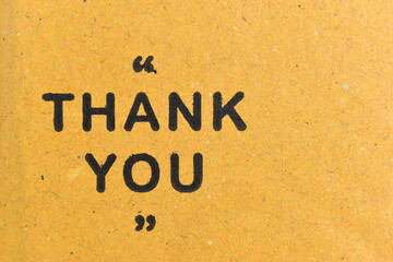 thank you wording on cardboard box texture background