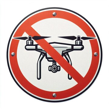 Close-up of a modern drones prohibited sign Isolated