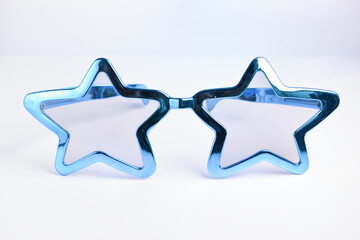 blue star shape of glasses on white background