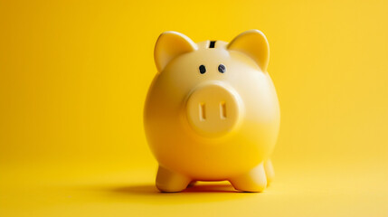Yellow piggy bank, financial and money concept. 