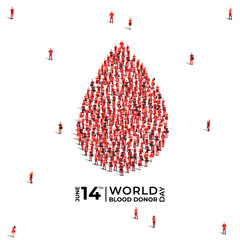 World Blood Donor Day. Blood donation concept. A large group of people form the shape of blood drop. 14th June. world blood donor day awareness. background, poster, banner, flyer. vector illustration.