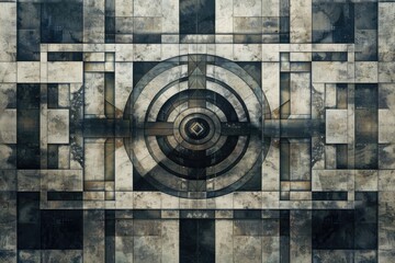 Symmetrical geometric shapes in muted tones, representing balance and harmony