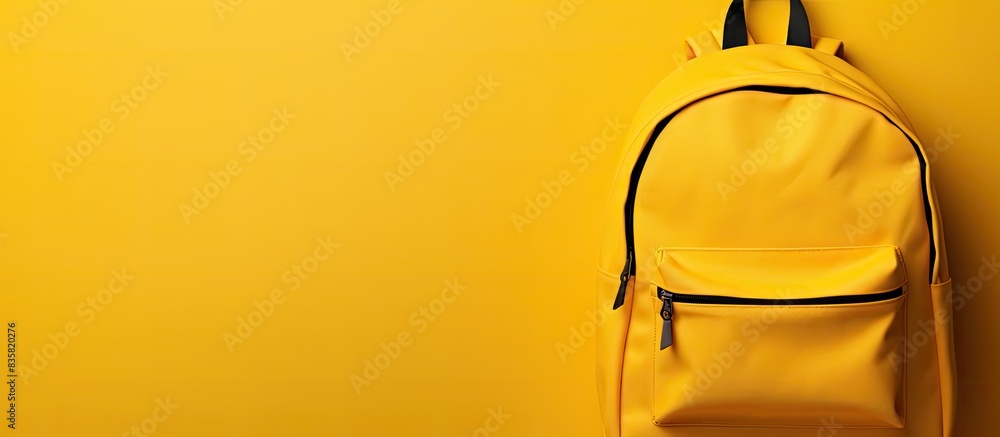 Poster colorful stationery laid out on a table next to a backpack, perfect for back-to-school season, with 
