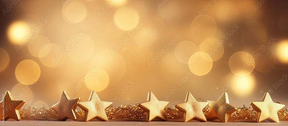Poster festive holiday decoration adorned with lights and ornaments, with space for text or design in the b