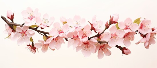 Fototapeta premium Peach flowers isolated on a white background with copy space image.