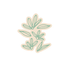 abstract cute sticker hand drawn line art floral botanical