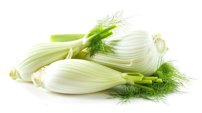 Blanched florence fennel isolated on white background, fenel