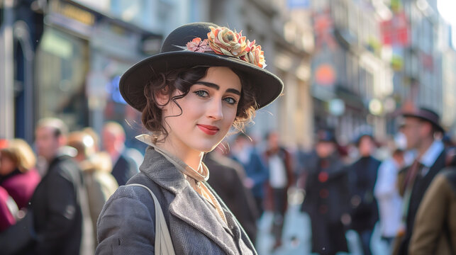 Festive Bloomsday Parade in Dublin with Participants in Vintage Attire