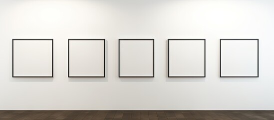 Gallery room with empty frames and plenty of copy space image.