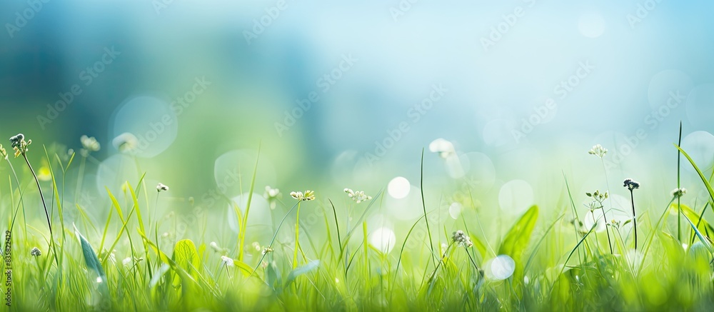 Poster a bright summer sky with sunlight creating a natural bokeh effect in a copy space image.