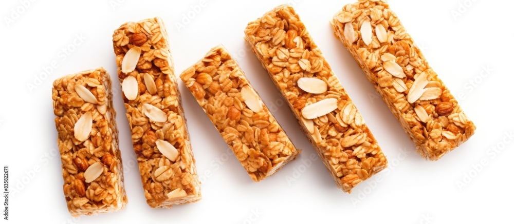 Poster granola bar displayed on white background with copy space image.