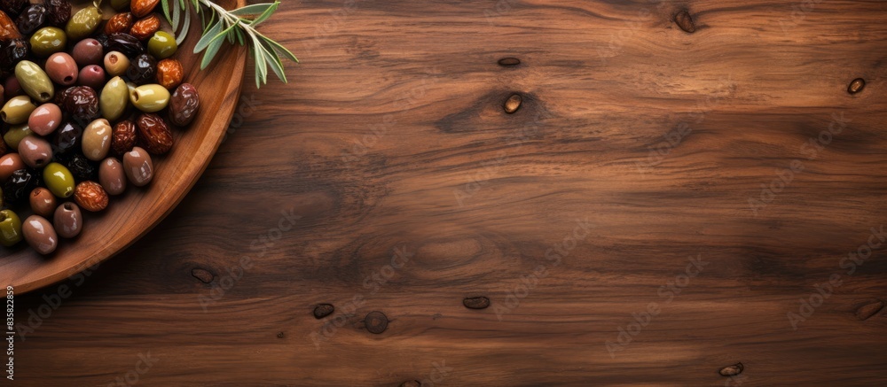 Poster walnut wood texture with natural pattern, ideal for design and decoration with a copy space image.