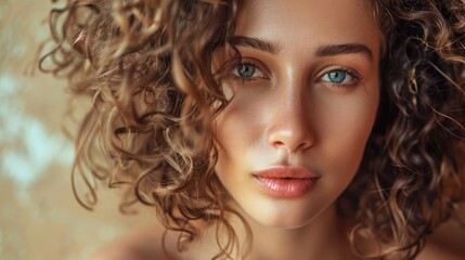Fototapeta premium Attractive girl with curly hair