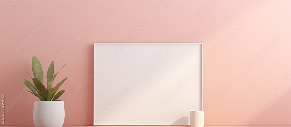 Poster indoor wall with empty frame showcasing a copy space image.