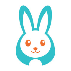 Bunny logo icon vector art illustration design white background.