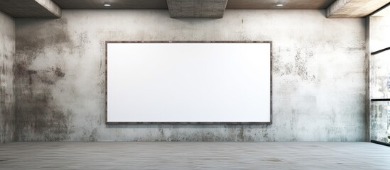 Interior in white color scheme with an empty poster, ideal for showcasing a copy space image.