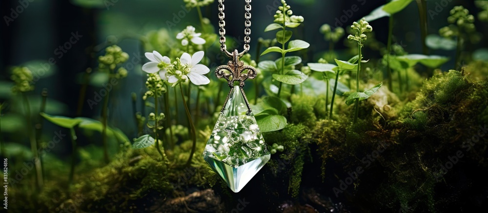 Poster handcrafted resin pendants in jewelry with a white backdrop, ideal for adding text or graphics, crea