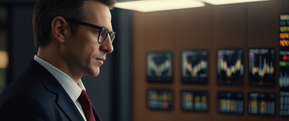 speed of AI technology in data analysis by creating an image of a businessman using a tablet to analyze complex data sets in real-time, with a digital interface overlaid