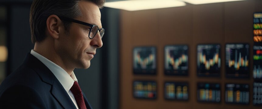 speed of AI technology in data analysis by creating an image of a businessman using a tablet to analyze complex data sets in real-time, with a digital interface overlaid